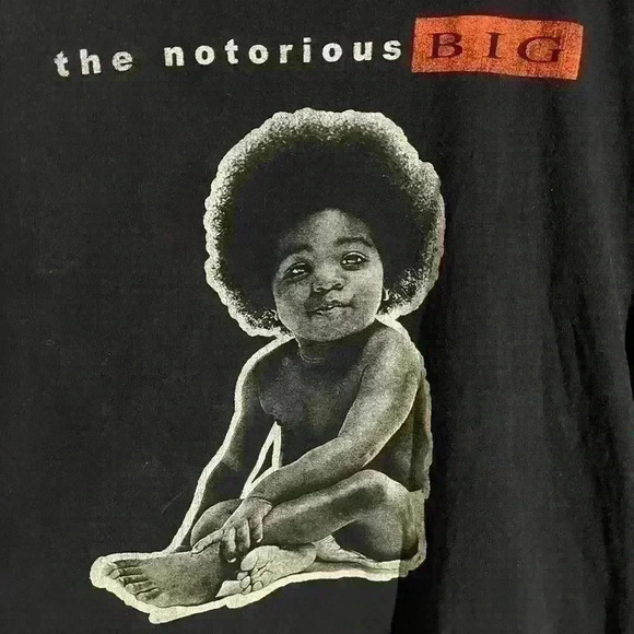 Notorious Big Biggie Afro Baby Sky's the Limit Black T-Shirt Adult XL - Picture 4 of 4